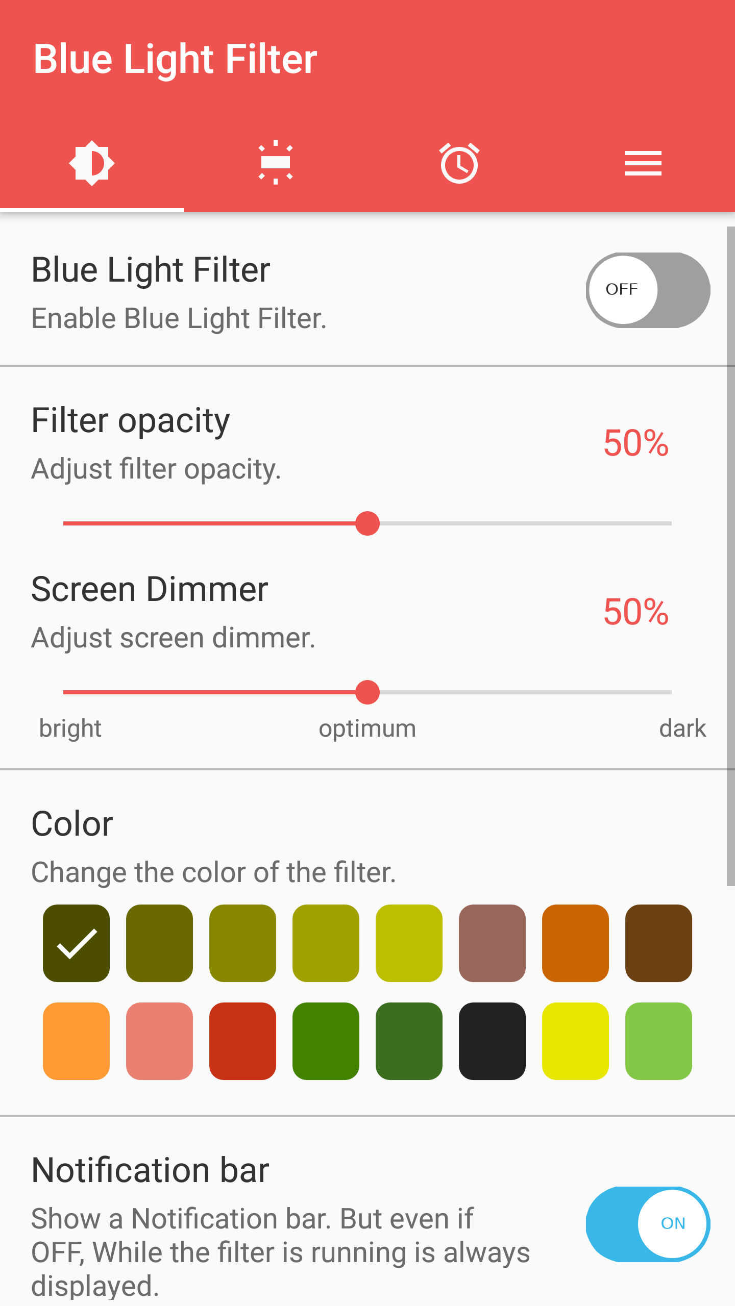 اسکرین شات 1 برنامه sFilter - Blue Light Filter