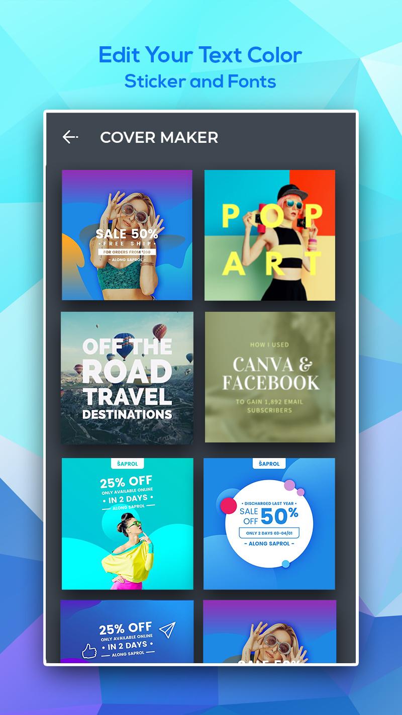 اسکرین شات 1 برنامه Cover Photo Maker : Post Maker