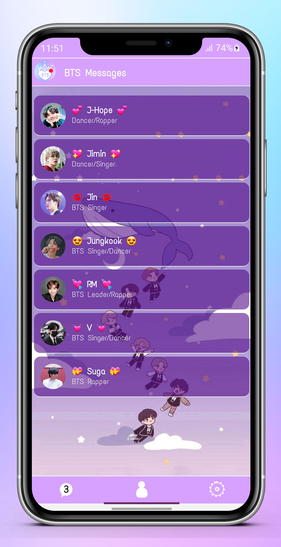 اسکرین شات 2 بازی BTS Messenger: Chat Simulation