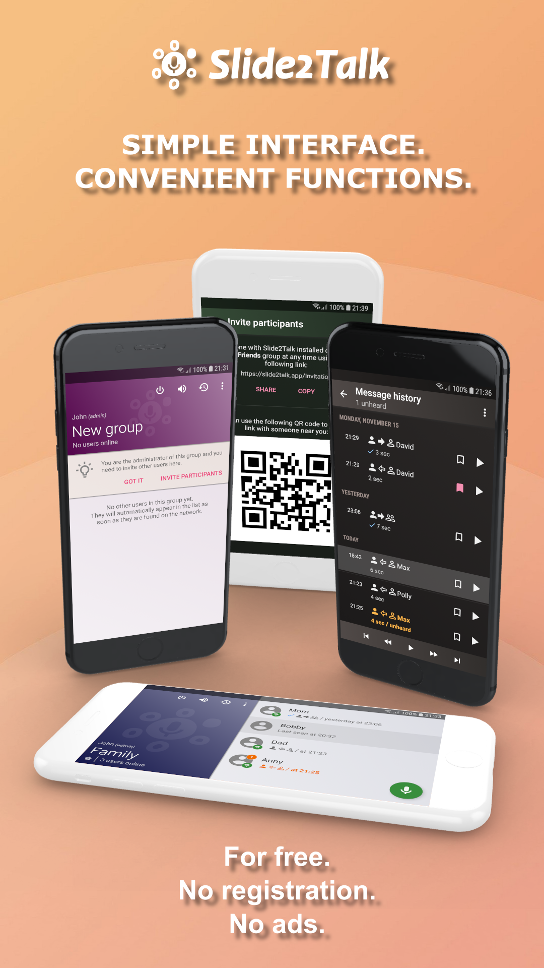 اسکرین شات 4 برنامه Walkie Talkie - Slide2Talk