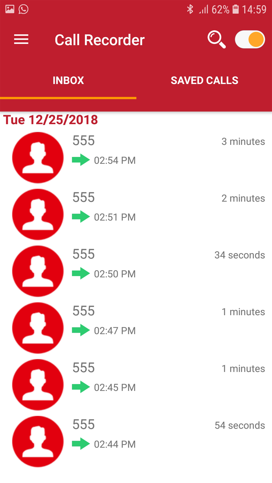 اسکرین شات 1 برنامه Call Recorder
