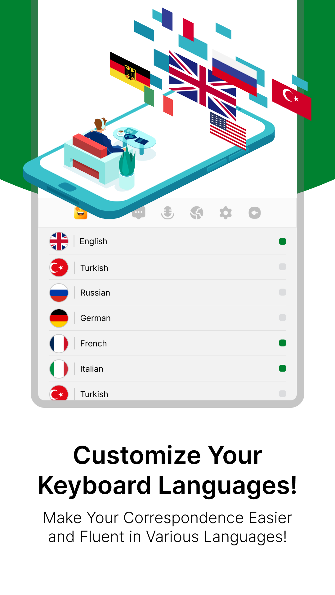 اسکرین شات 2 برنامه Translate & Smart Keyboard