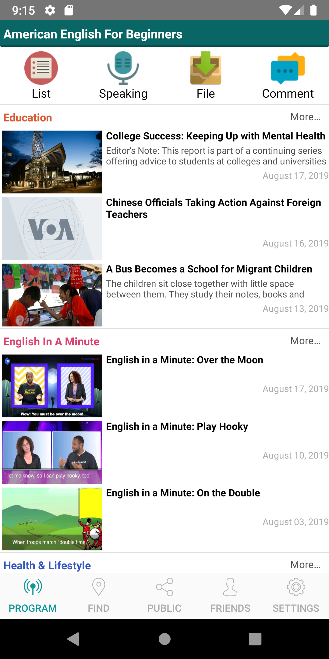 اسکرین شات 1 برنامه AEB - Learn English VOA