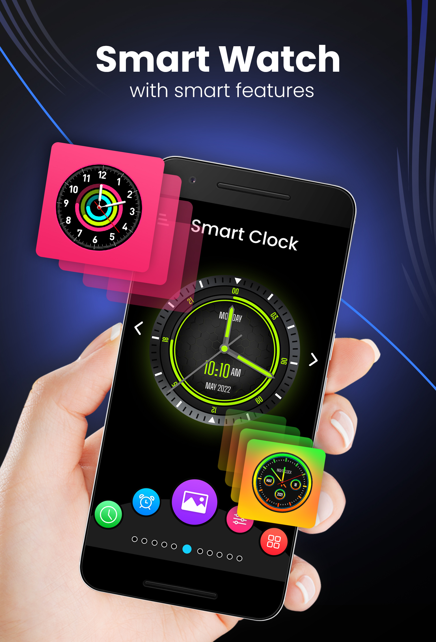 اسکرین شات 1 برنامه Smart Watch: Clock Wallpapers