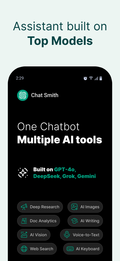 اسکرین شات 1 برنامه Chat Smith: AI Chatbot & Agent