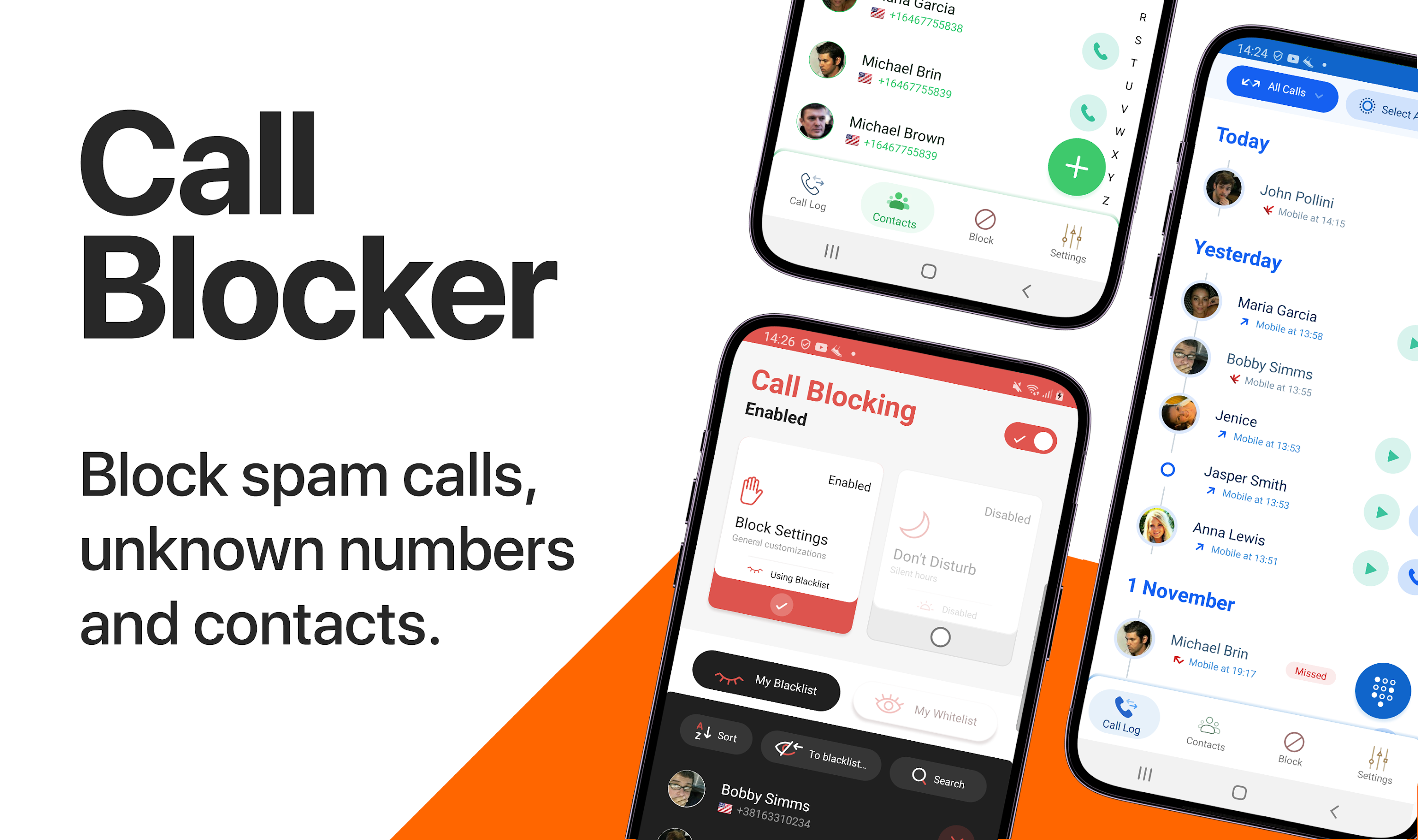 اسکرین شات 1 برنامه Call Blocker - Block Numbers