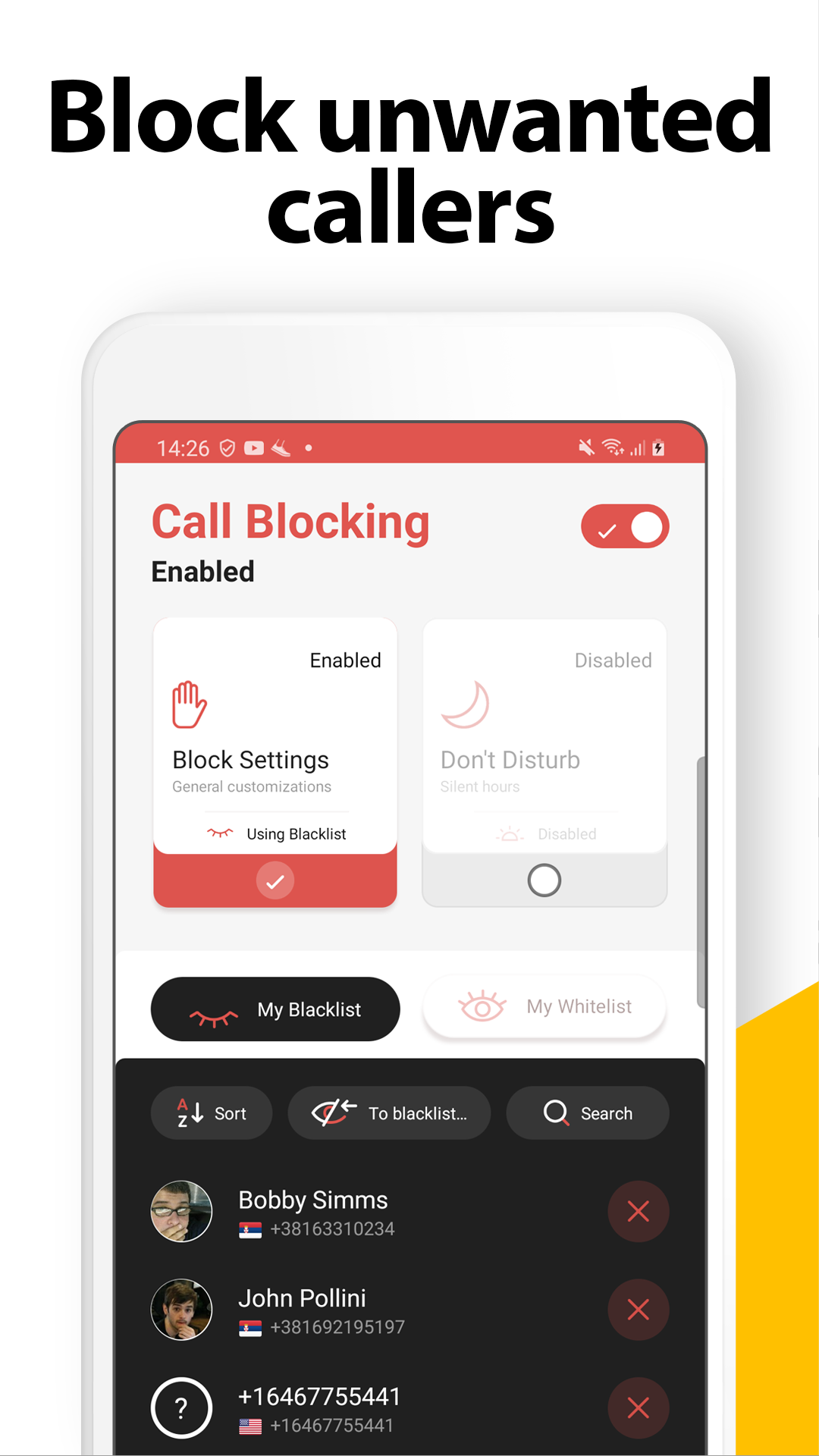 اسکرین شات 2 برنامه Call Blocker - Block Numbers