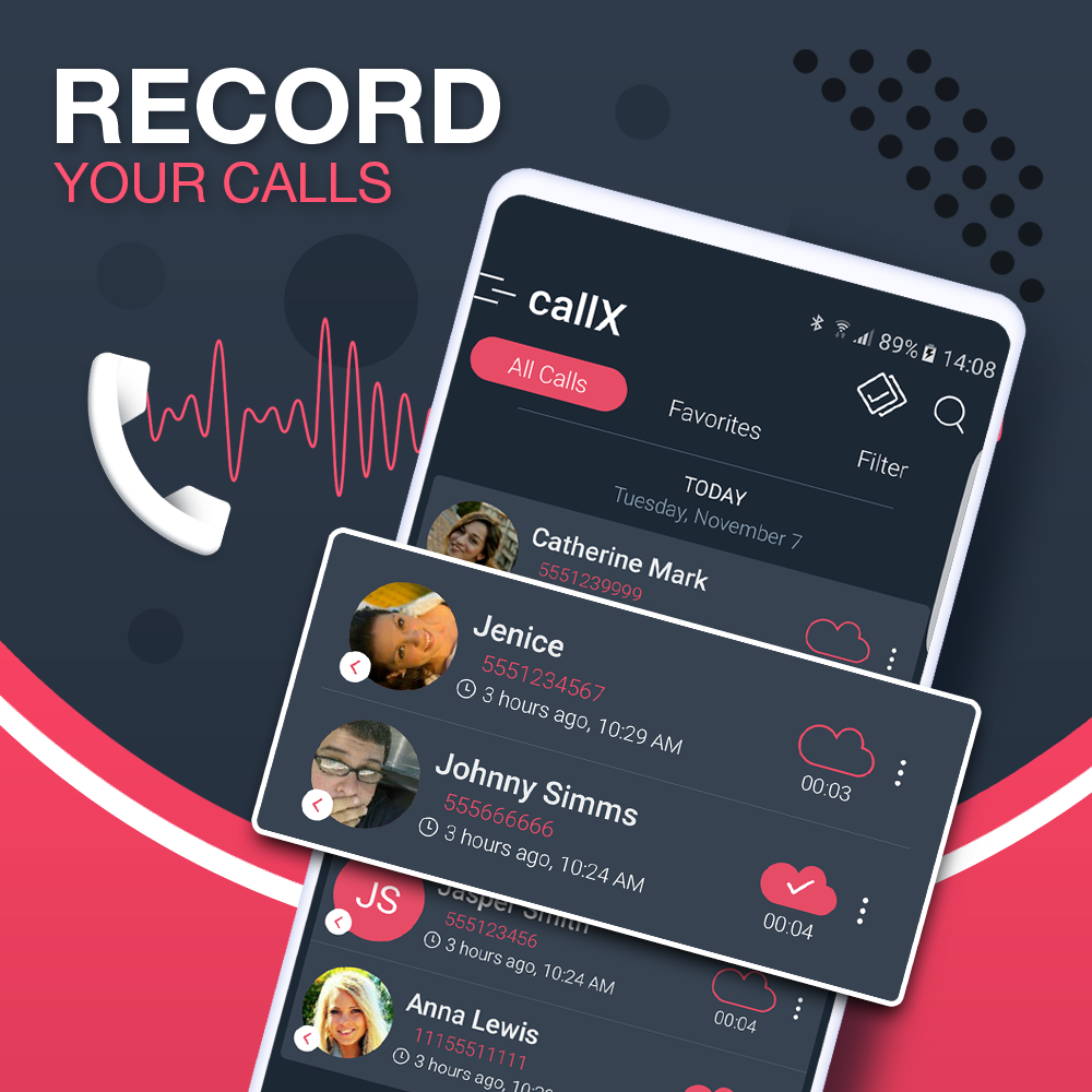 اسکرین شات 1 برنامه Call Recorder - callX