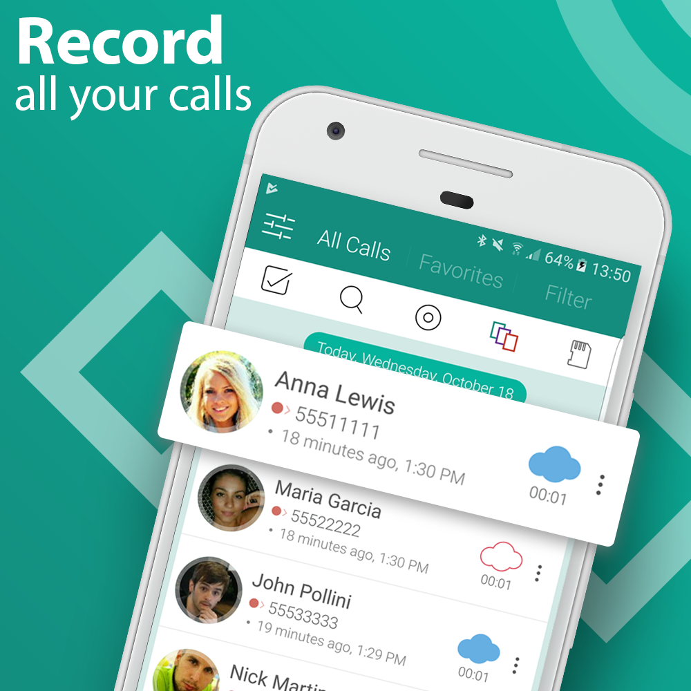 اسکرین شات 1 برنامه Automatic Call Recorder Pro