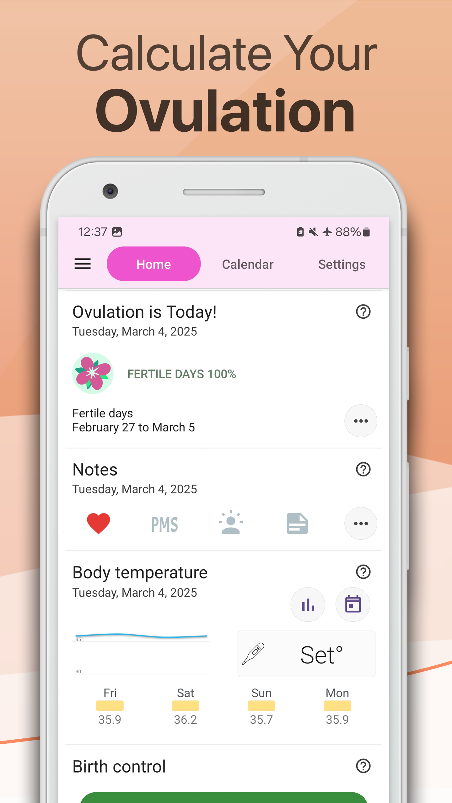اسکرین شات 2 برنامه Period and Ovulation Tracker