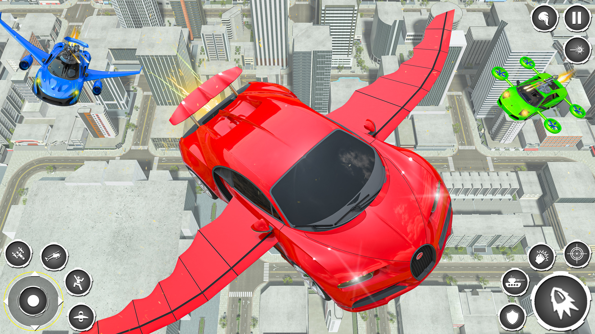 اسکرین شات 1 برنامه Real Flying Car Robot Shooting