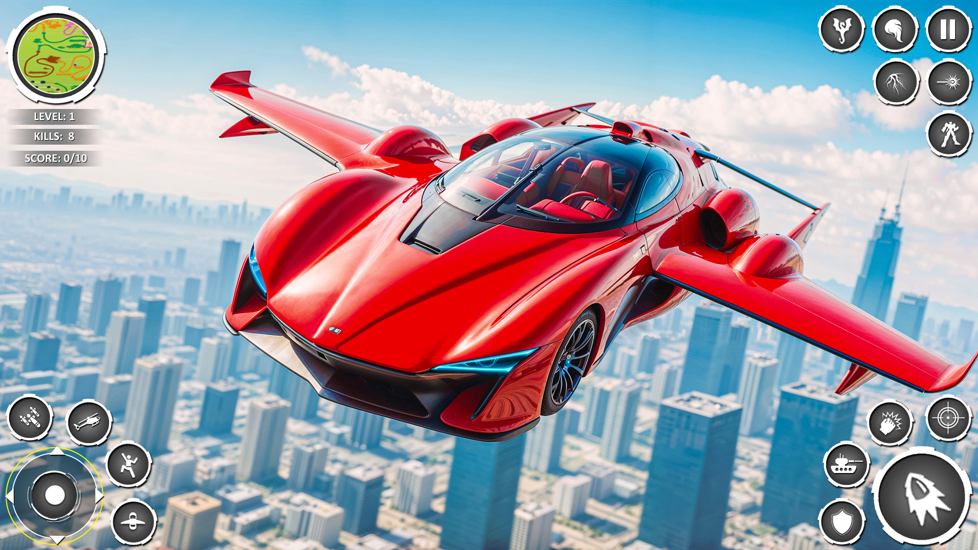 اسکرین شات 2 برنامه Real Flying Car Robot Shooting