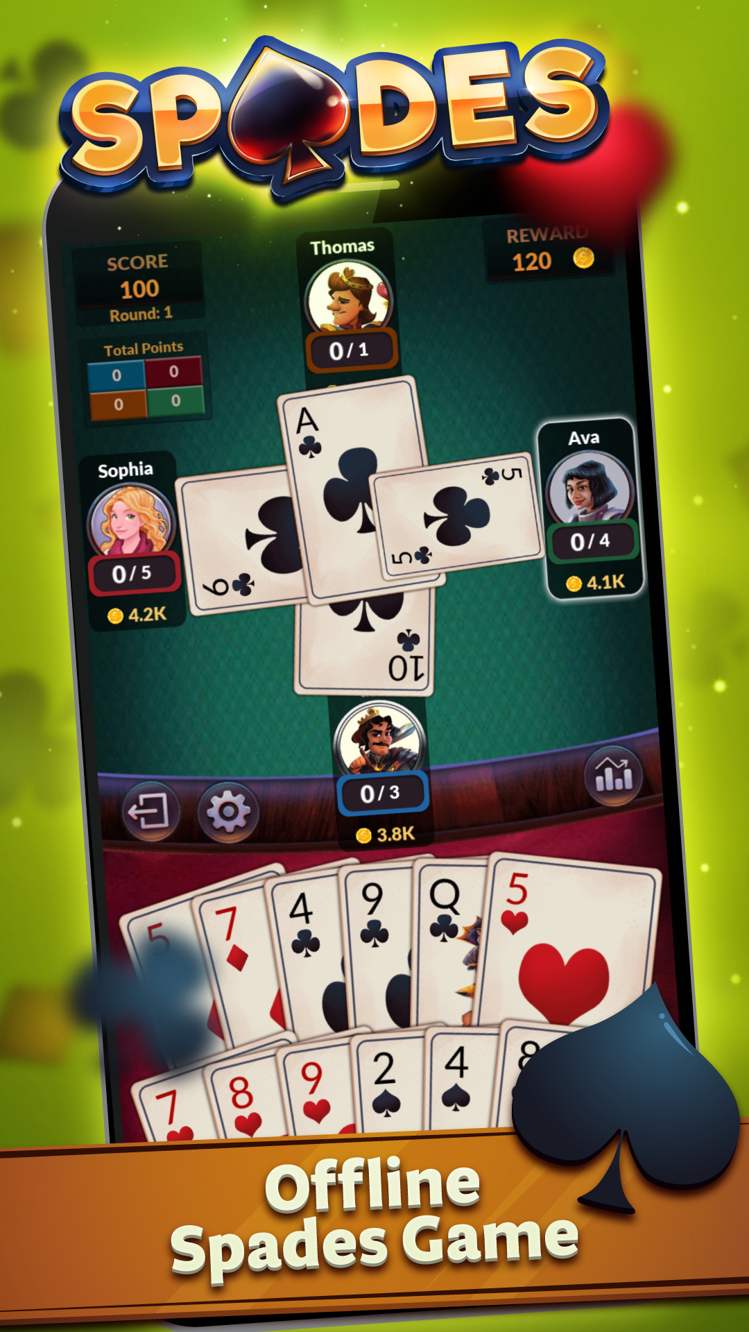 اسکرین شات 1 بازی Spades - Classic Card Game