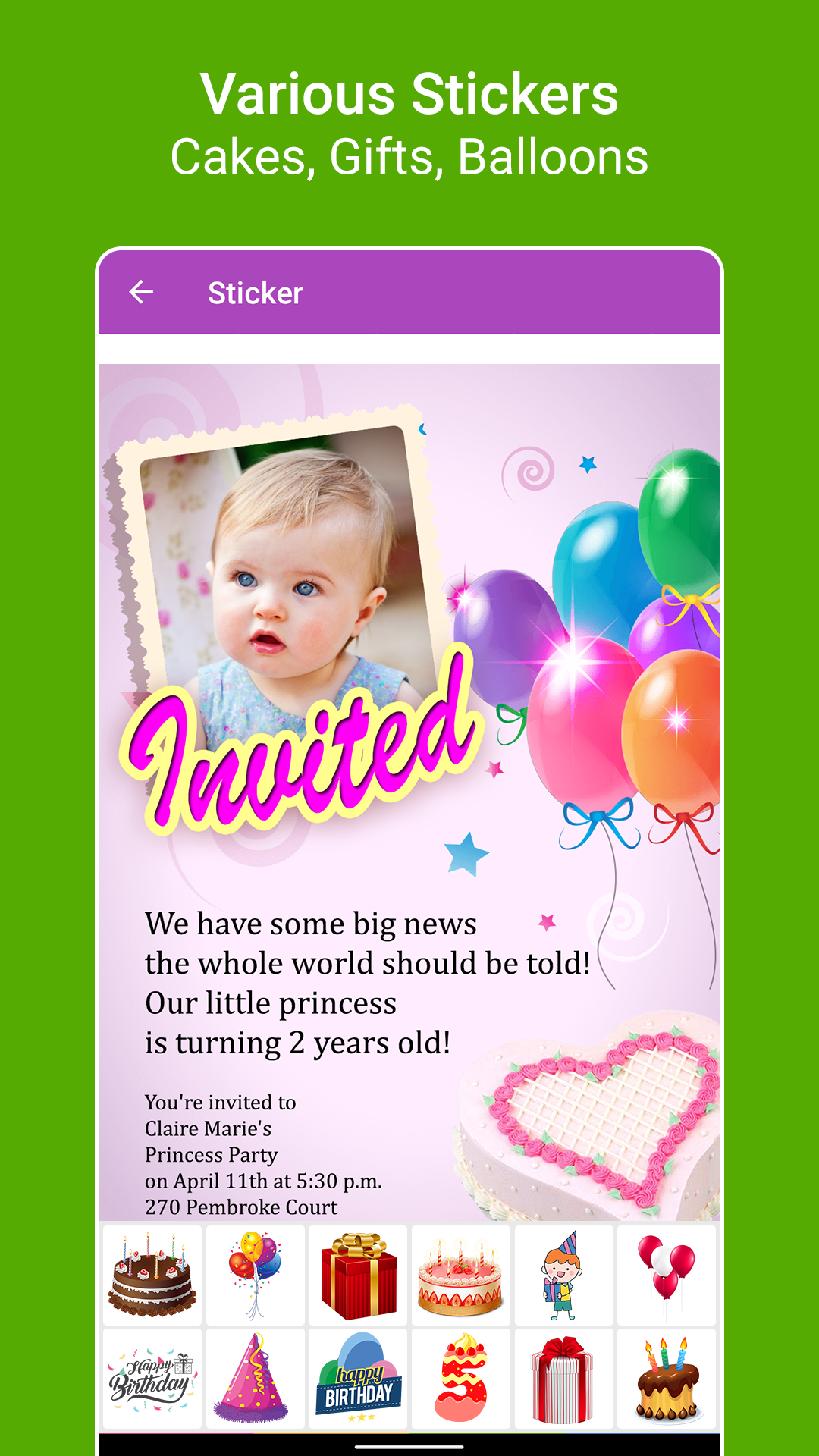 اسکرین شات 4 برنامه Birthday Greeting Cards Maker