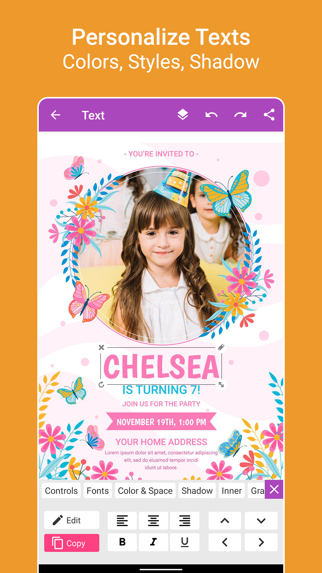 اسکرین شات 3 برنامه Birthday Greeting Cards Maker