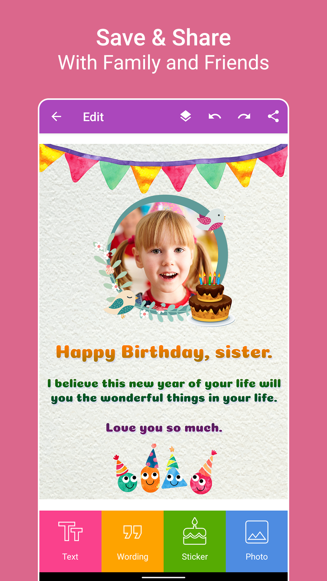 اسکرین شات 8 برنامه Birthday Greeting Cards Maker