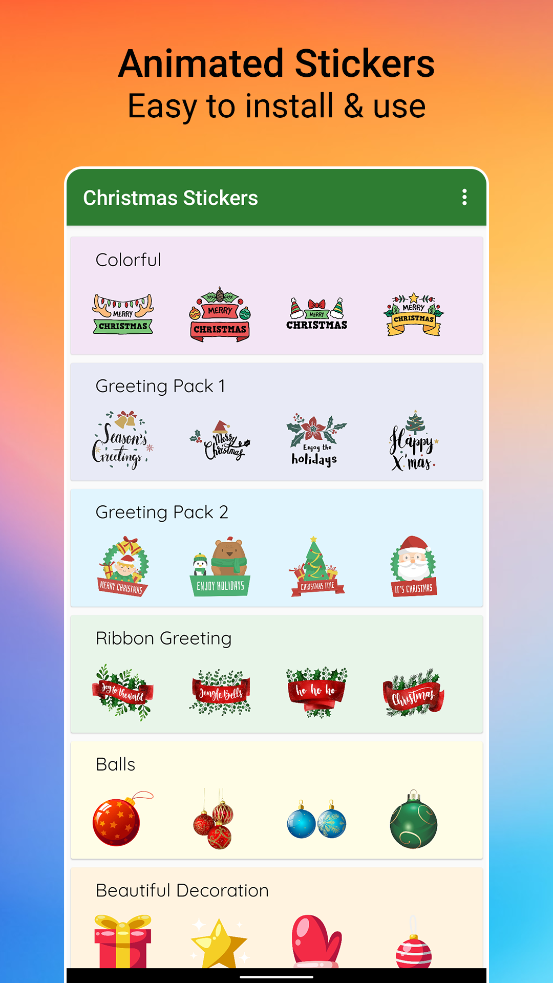 اسکرین شات 2 برنامه Christmas Stickers WASticker