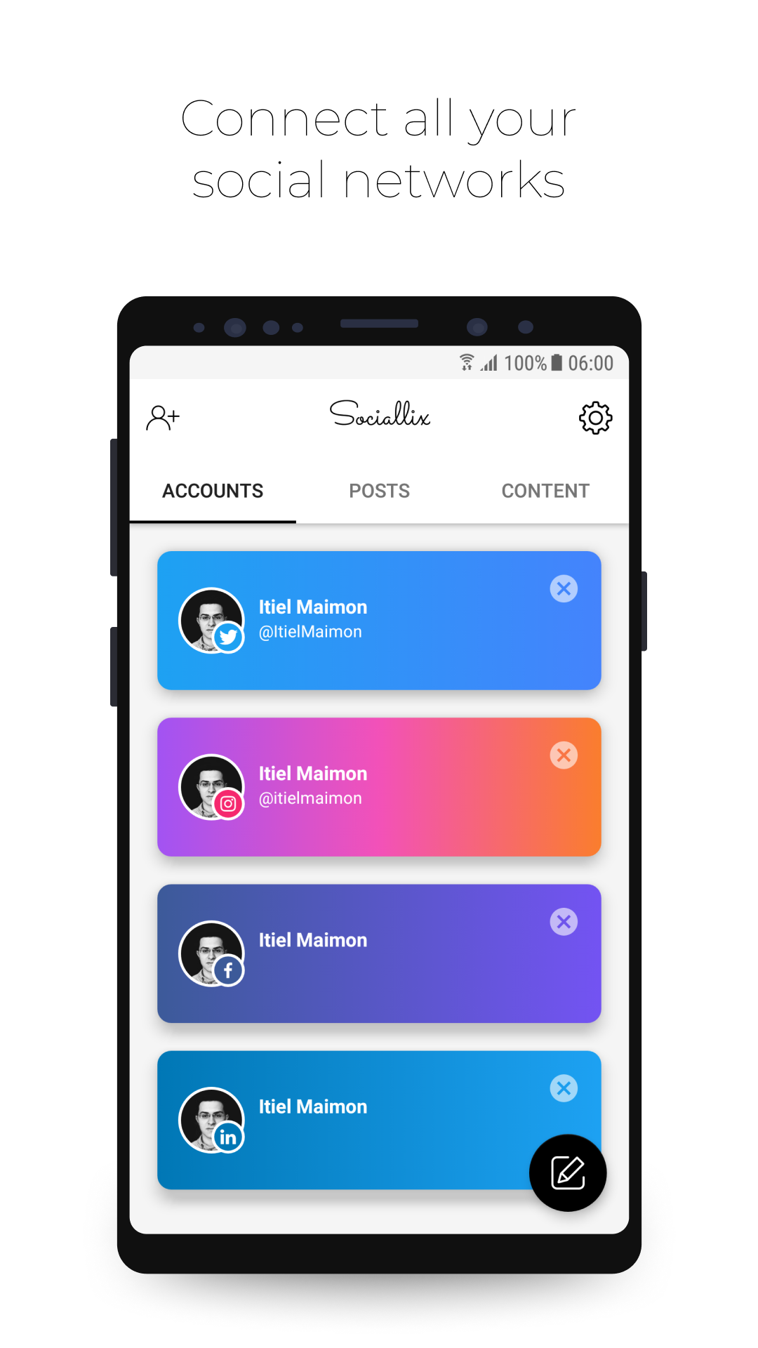 اسکرین شات 1 برنامه Sociallix: Social Media Manage