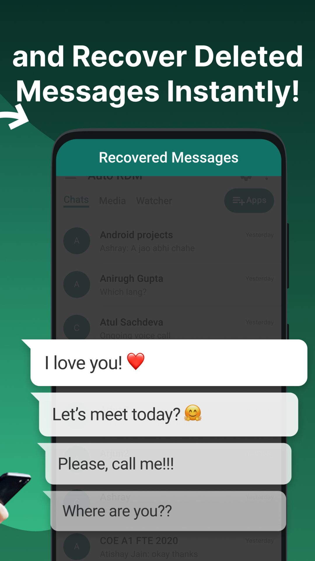 اسکرین شات 3 برنامه Auto RDM - Recover Deleted Messages &amp; status saver