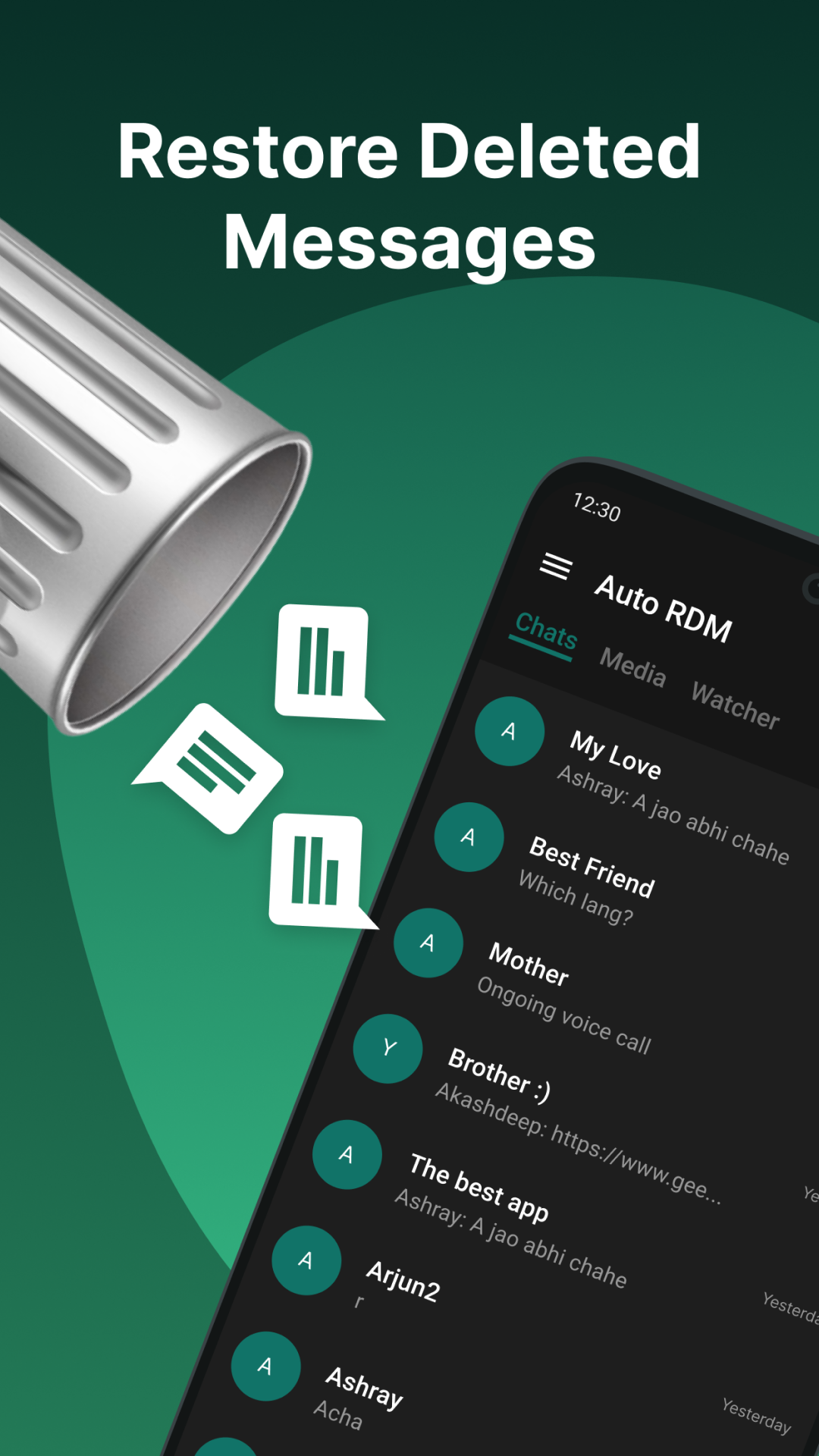 اسکرین شات 4 برنامه Auto RDM - Recover Deleted Messages &amp; status saver