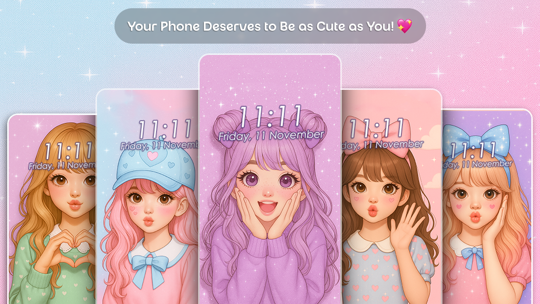 اسکرین شات 1 برنامه Cute Girly Wallpaper Aesthetic