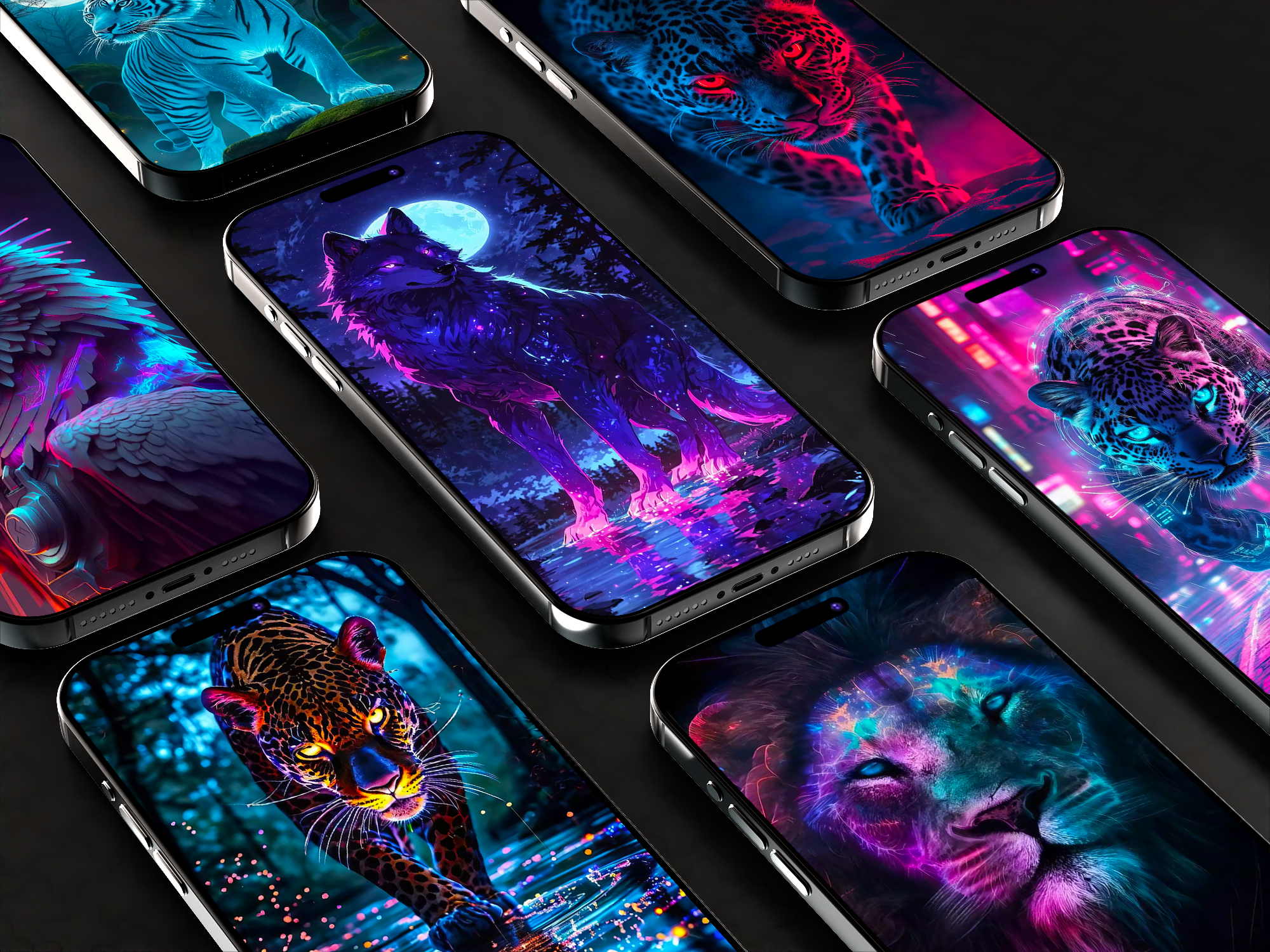 اسکرین شات 5 برنامه Neon Animals Wallpapers - HD