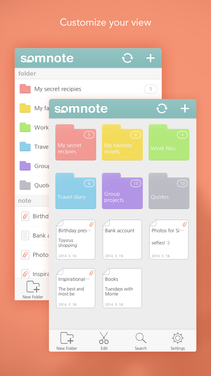 اسکرین شات 1 برنامه SomNote - Beautiful note app