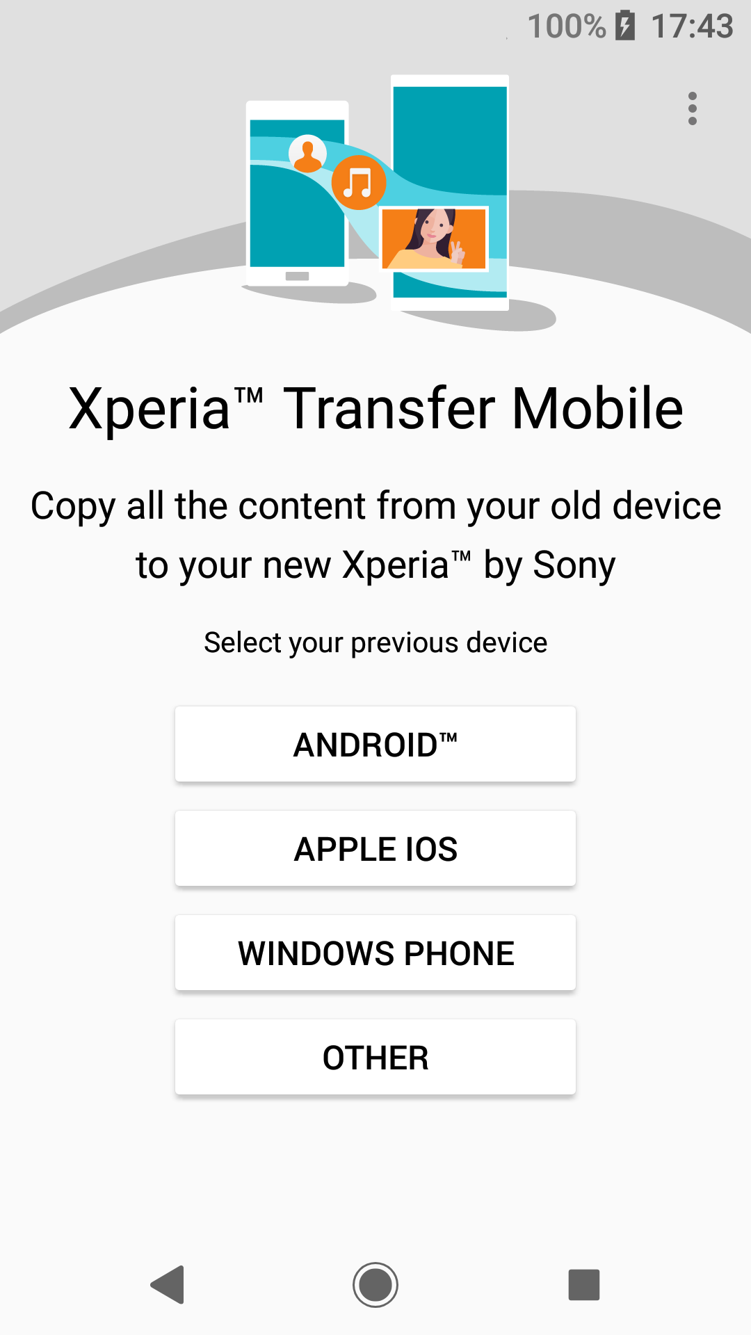اسکرین شات 1 برنامه (Old version) Xperia Transfer Mobile