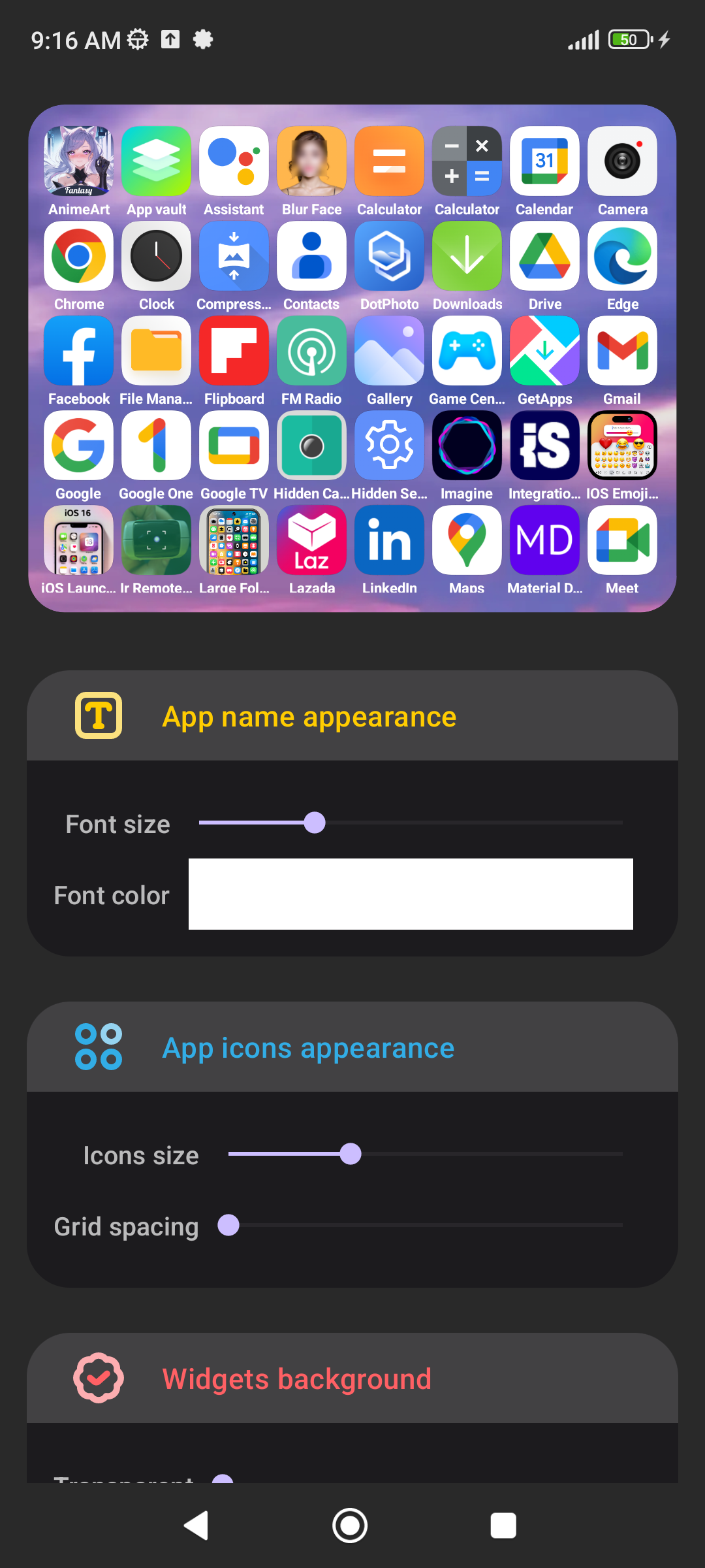 اسکرین شات 4 برنامه Small Icons Widget