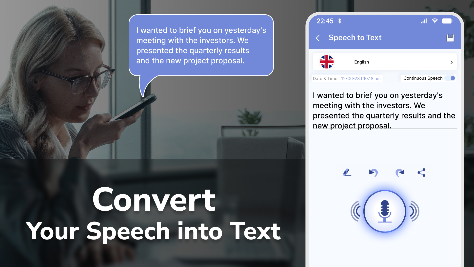 اسکرین شات 1 برنامه Speech To Text Converter