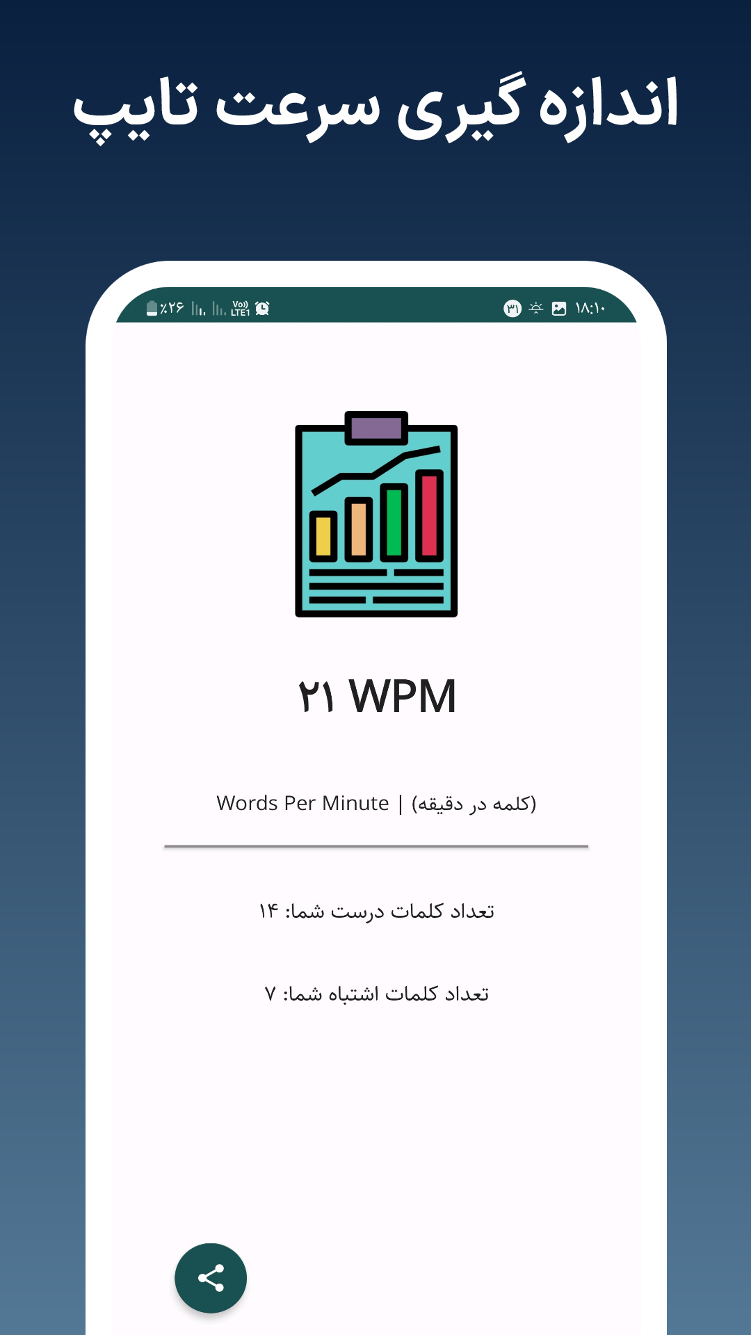 اسکرین شات 5 برنامه تست سرعت تایپ