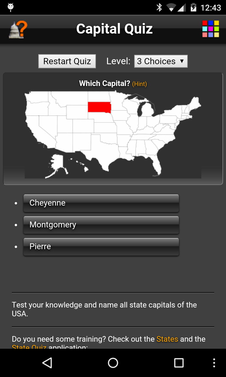 اسکرین شات 1 بازی Capital Quiz Lite