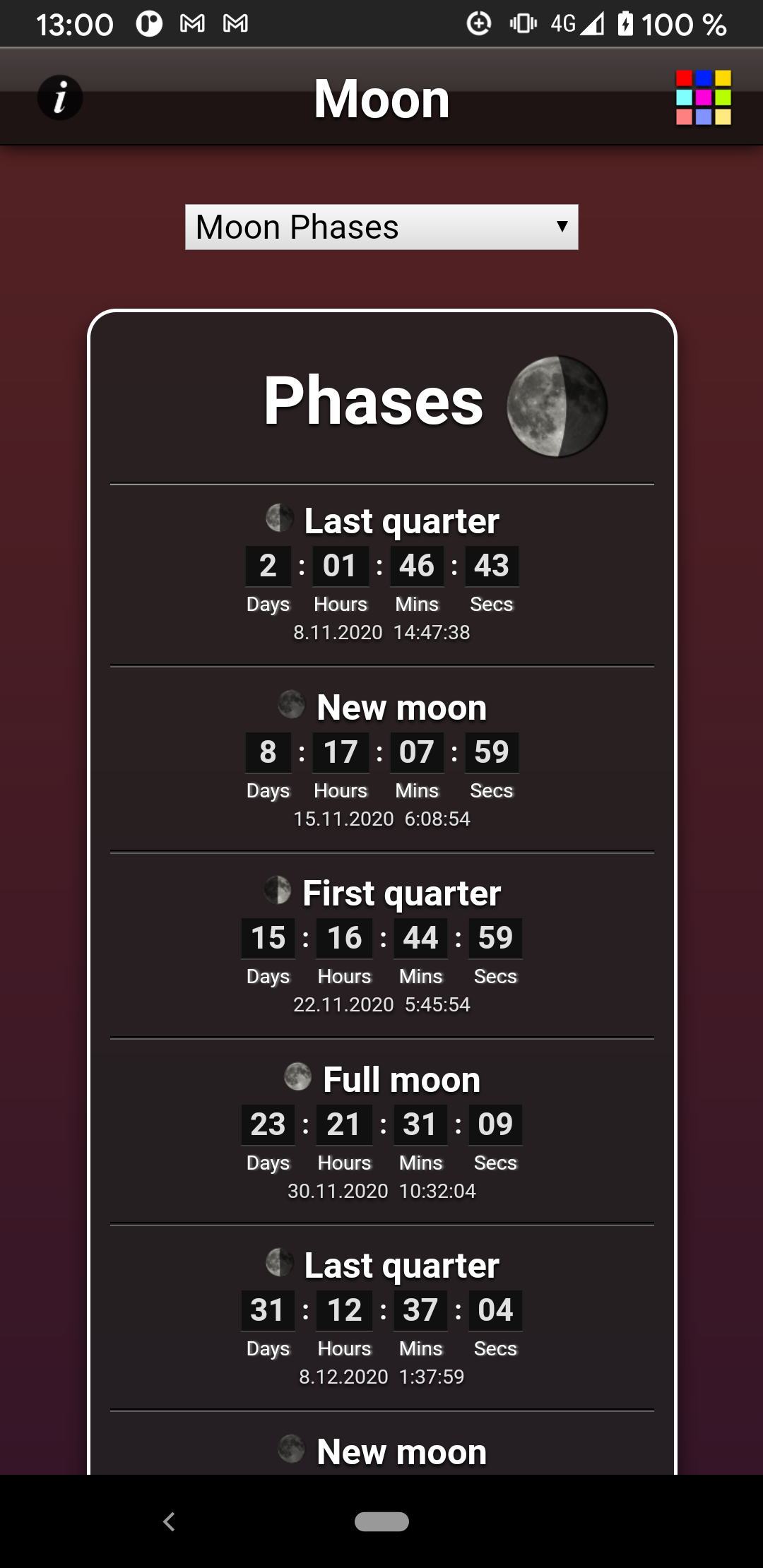 اسکرین شات 1 برنامه Moon Phases