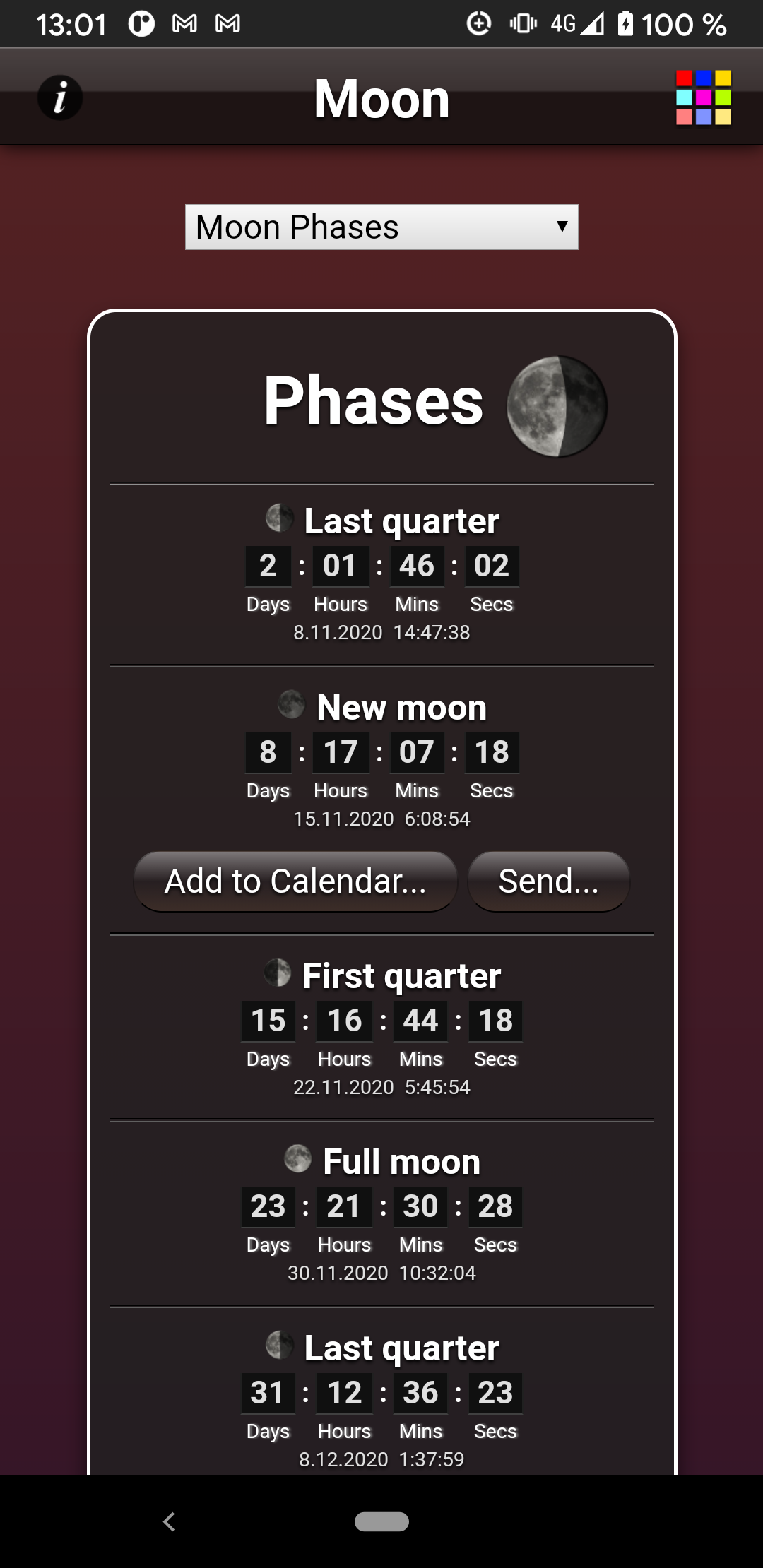 اسکرین شات 2 برنامه Moon Phases