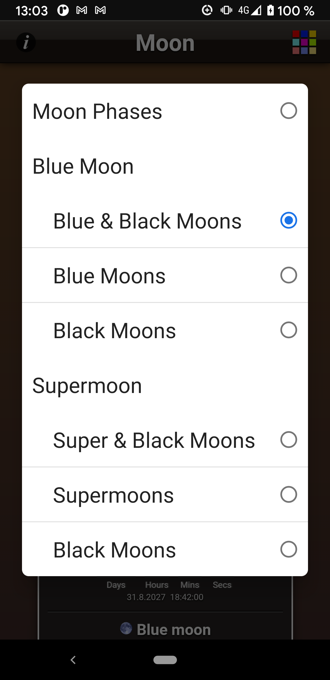 اسکرین شات 3 برنامه Moon Phases