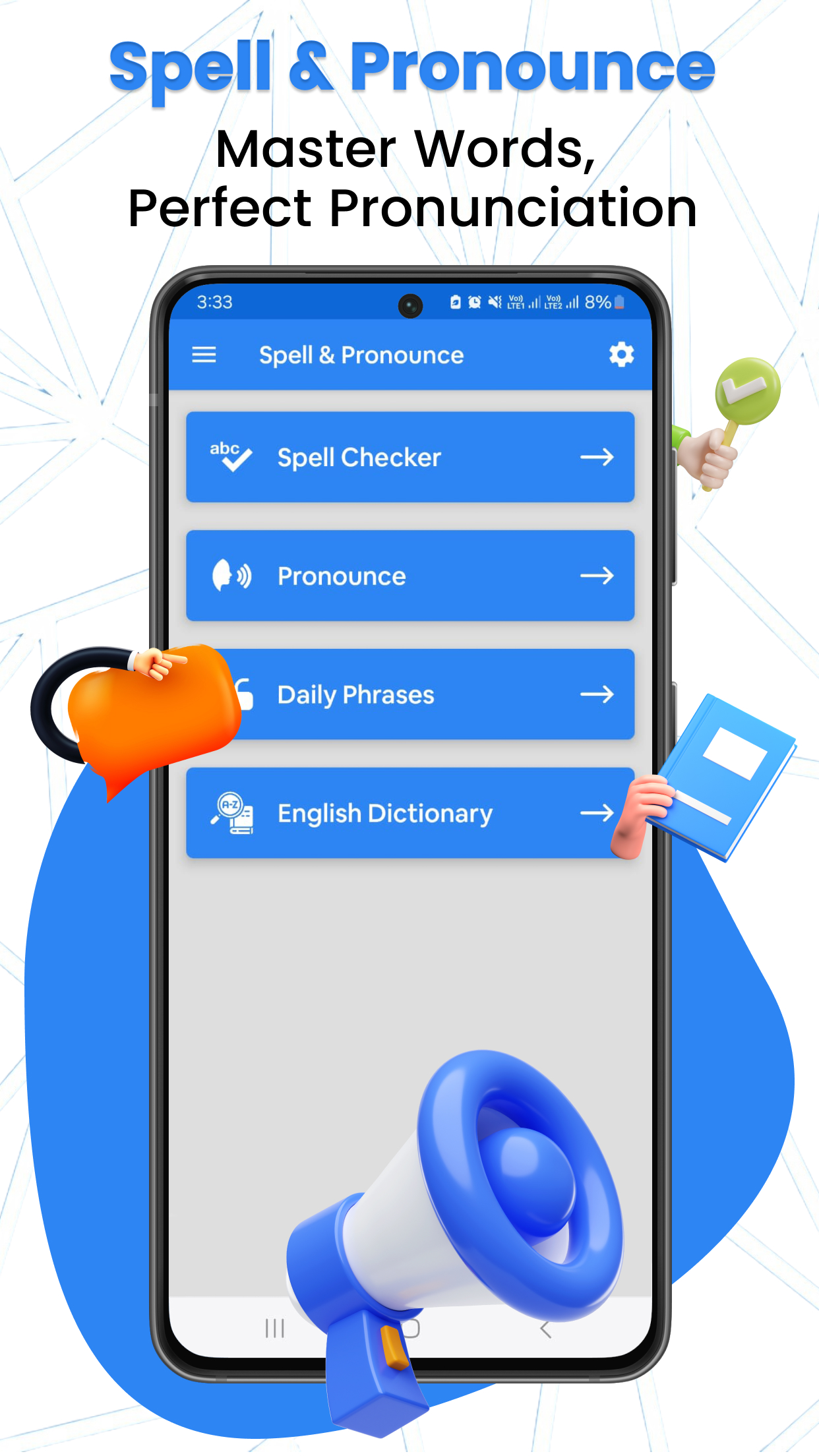 اسکرین شات 1 برنامه Spell & Pronounce words right