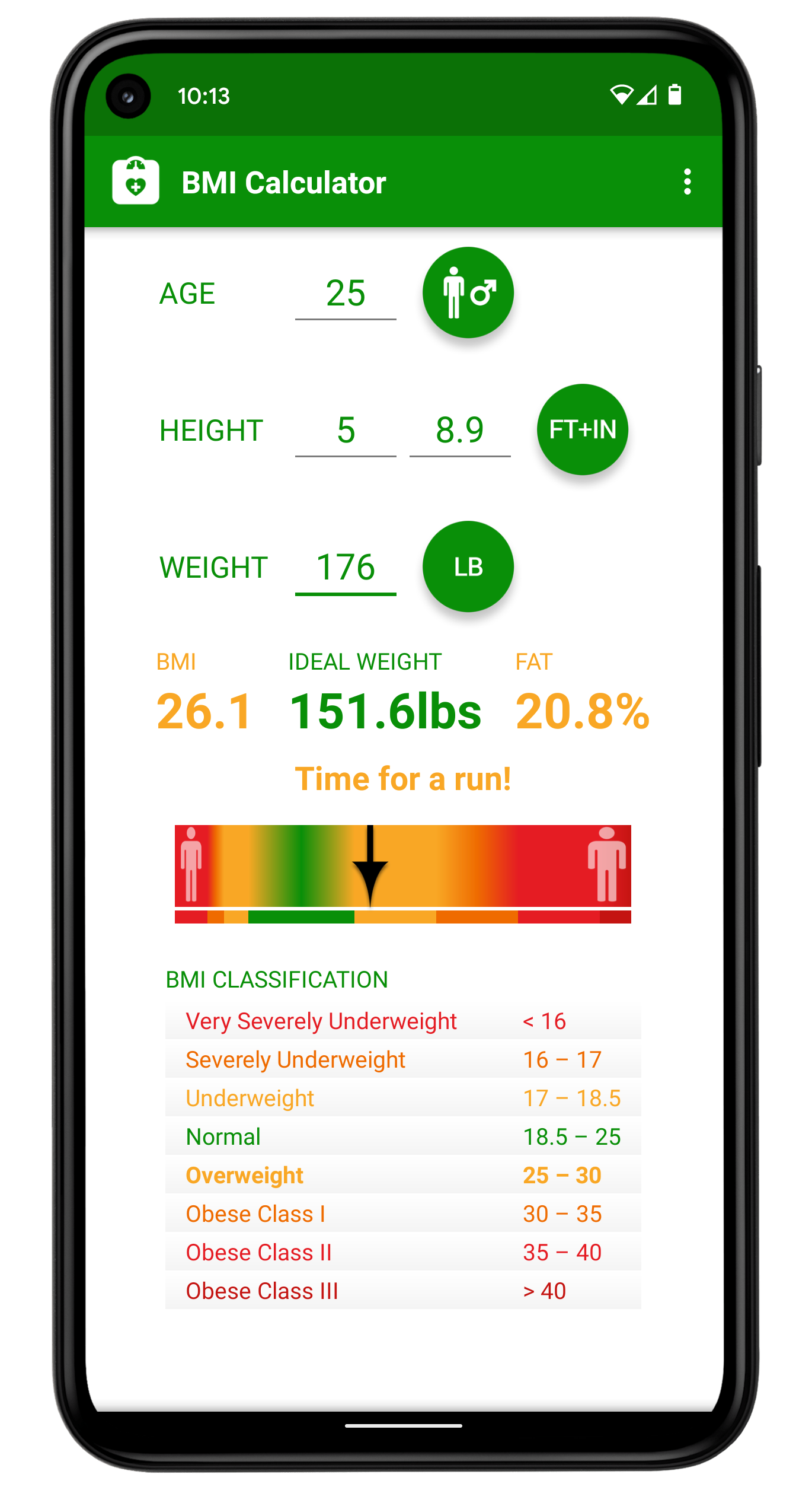 اسکرین شات 3 برنامه BMI Calculator