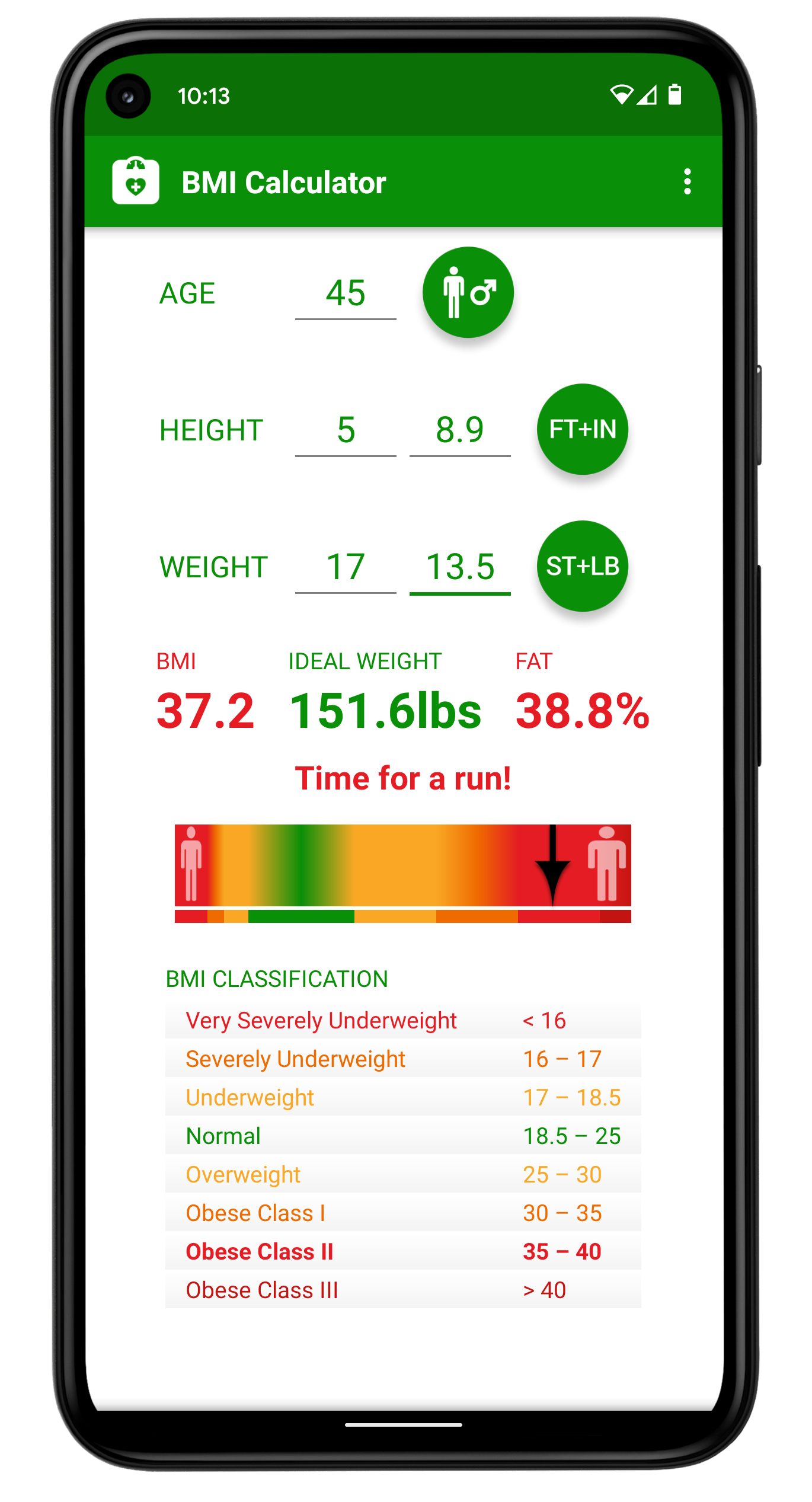 اسکرین شات 2 برنامه BMI Calculator
