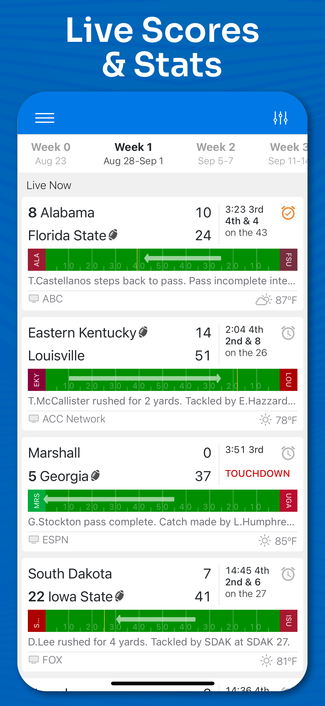 اسکرین شات 2 برنامه Superfan: College Football