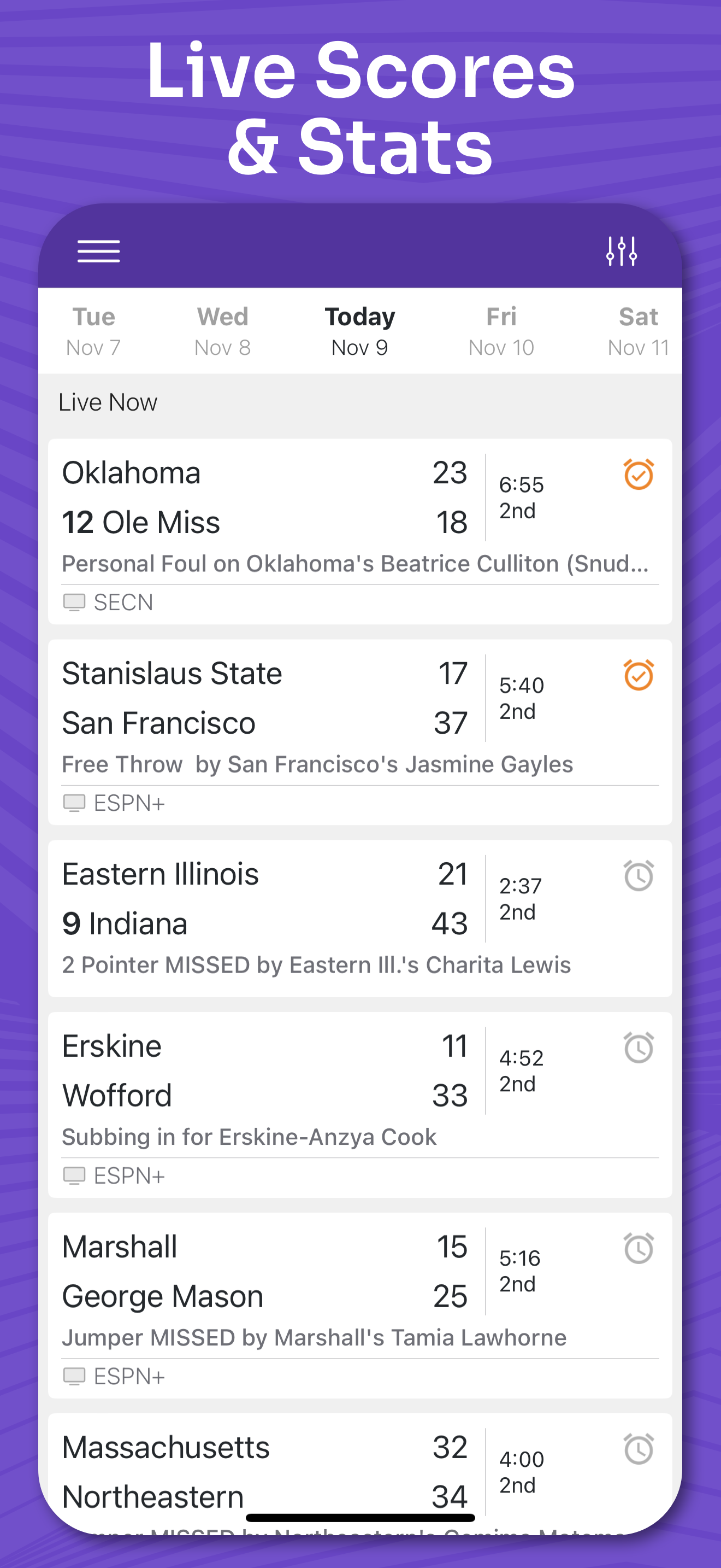 اسکرین شات 2 برنامه Superfan: Womens College Hoops