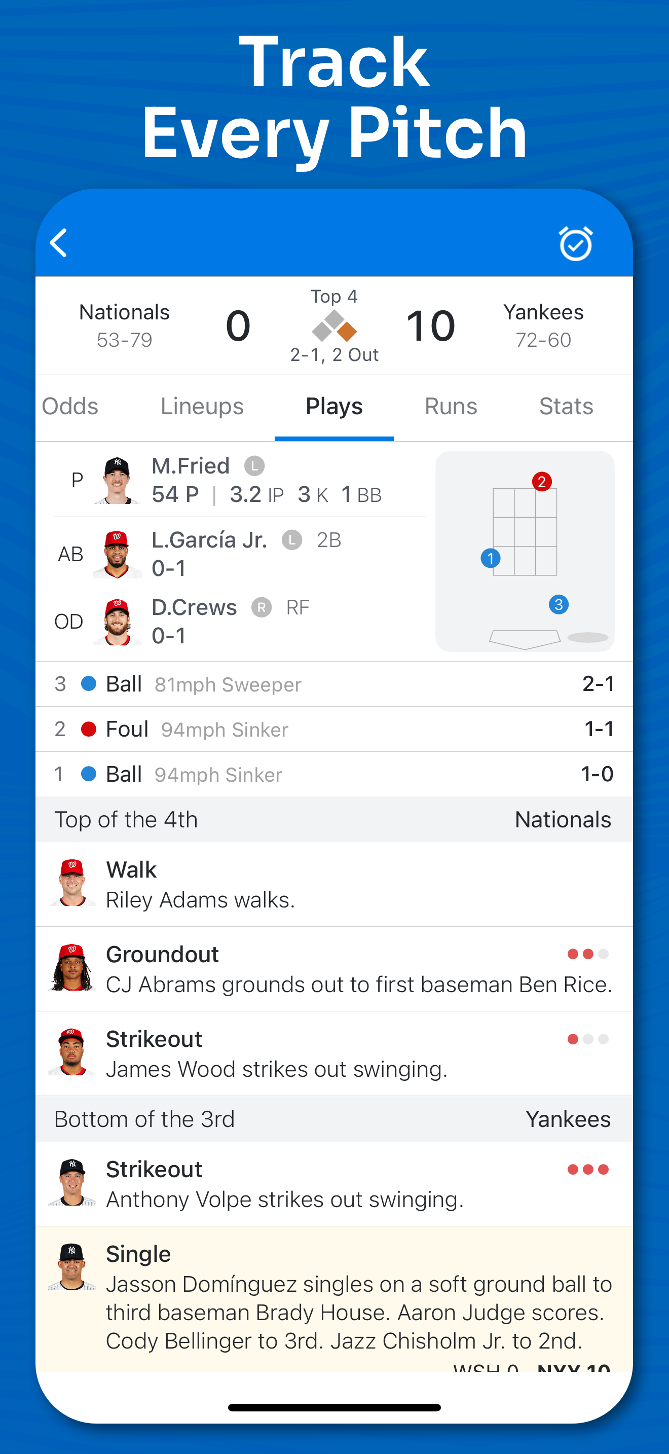 اسکرین شات 3 برنامه Superfan Sports: MLB Baseball