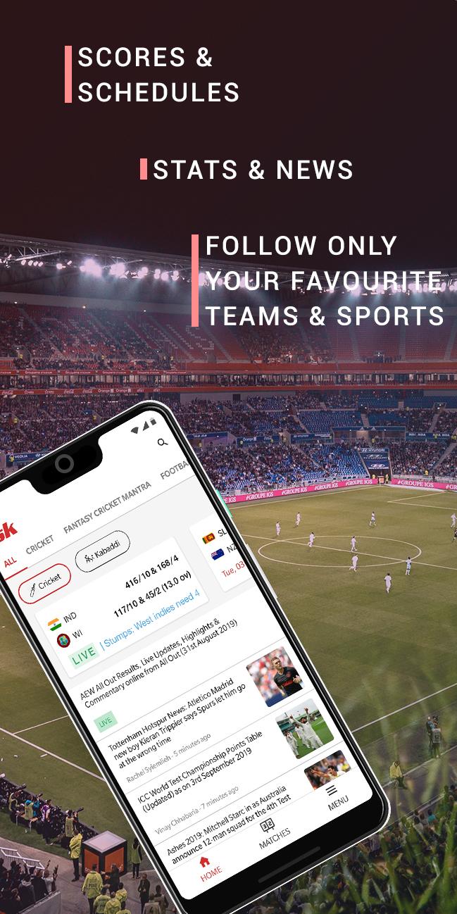 اسکرین شات 1 برنامه Sportskeeda Live Cricket Score