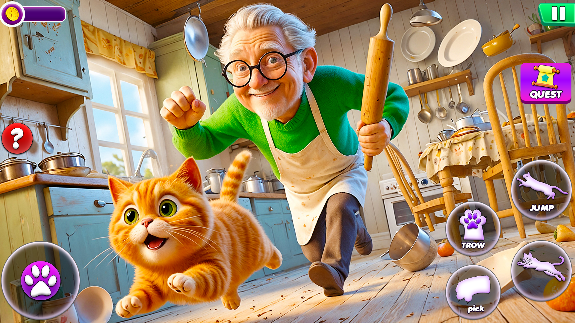 اسکرین شات 2 بازی Bad Cat vs Angry Granny: Prank