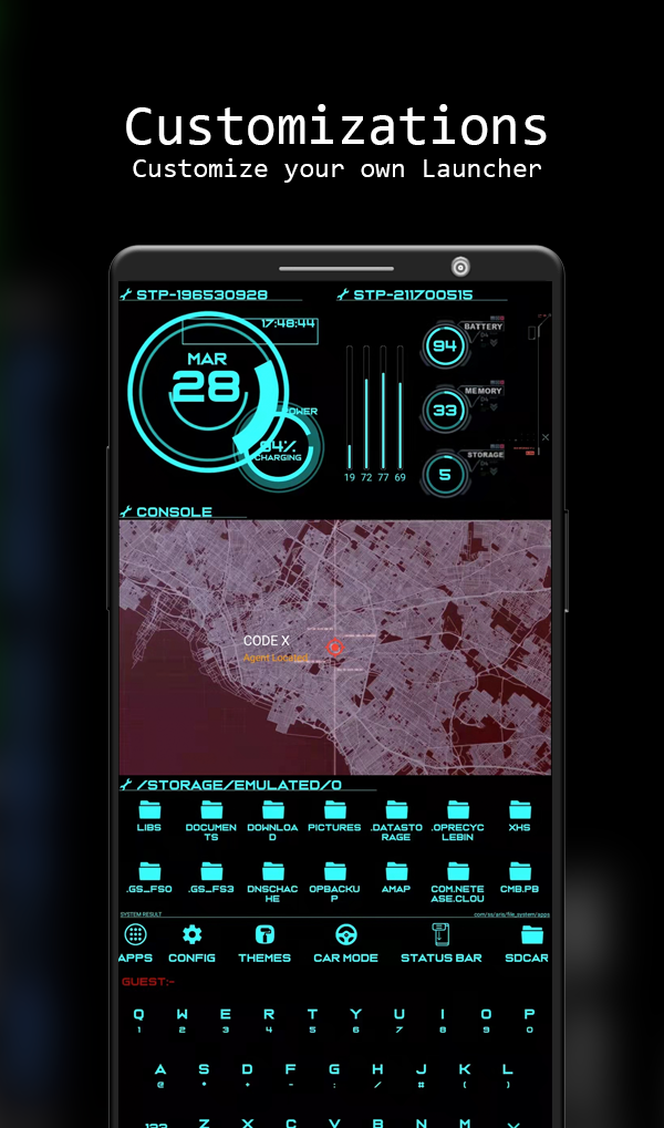 اسکرین شات 4 برنامه Aris Launcher, Hacker Style UI