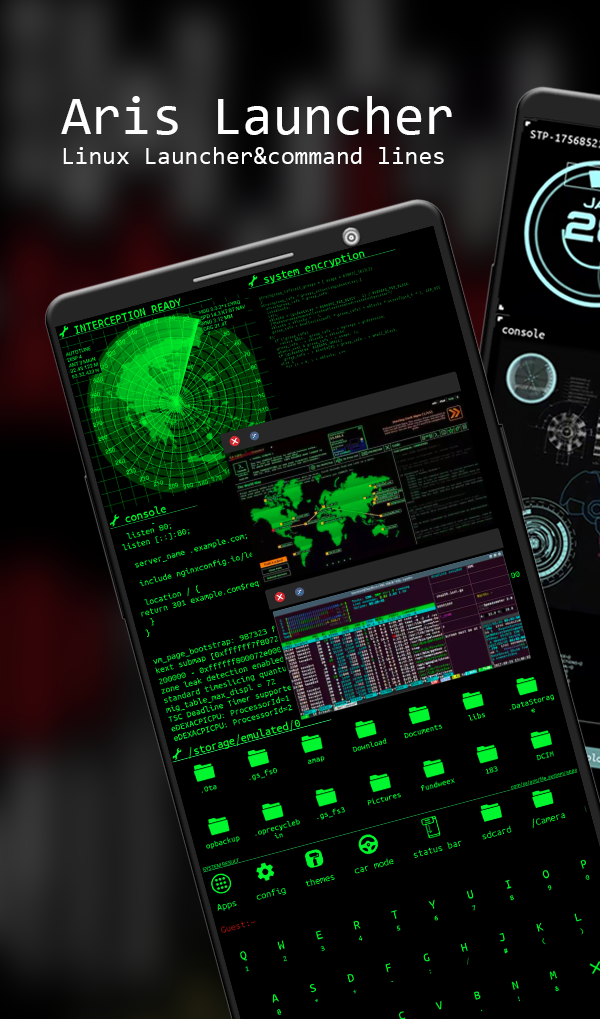 اسکرین شات 1 برنامه Aris Launcher, Hacker Style UI