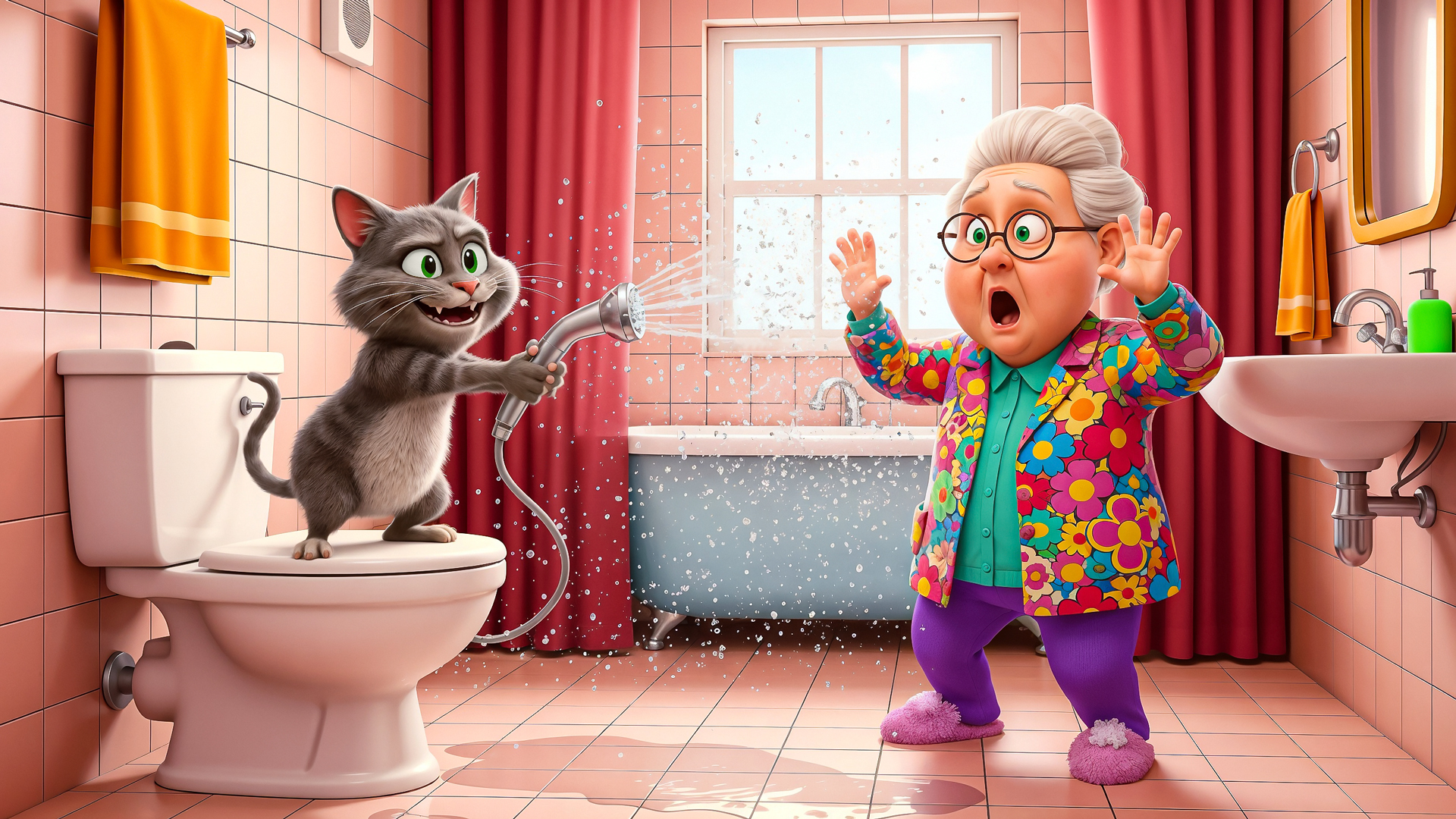 اسکرین شات 3 بازی Angry Granny Prank vs Bad Cat