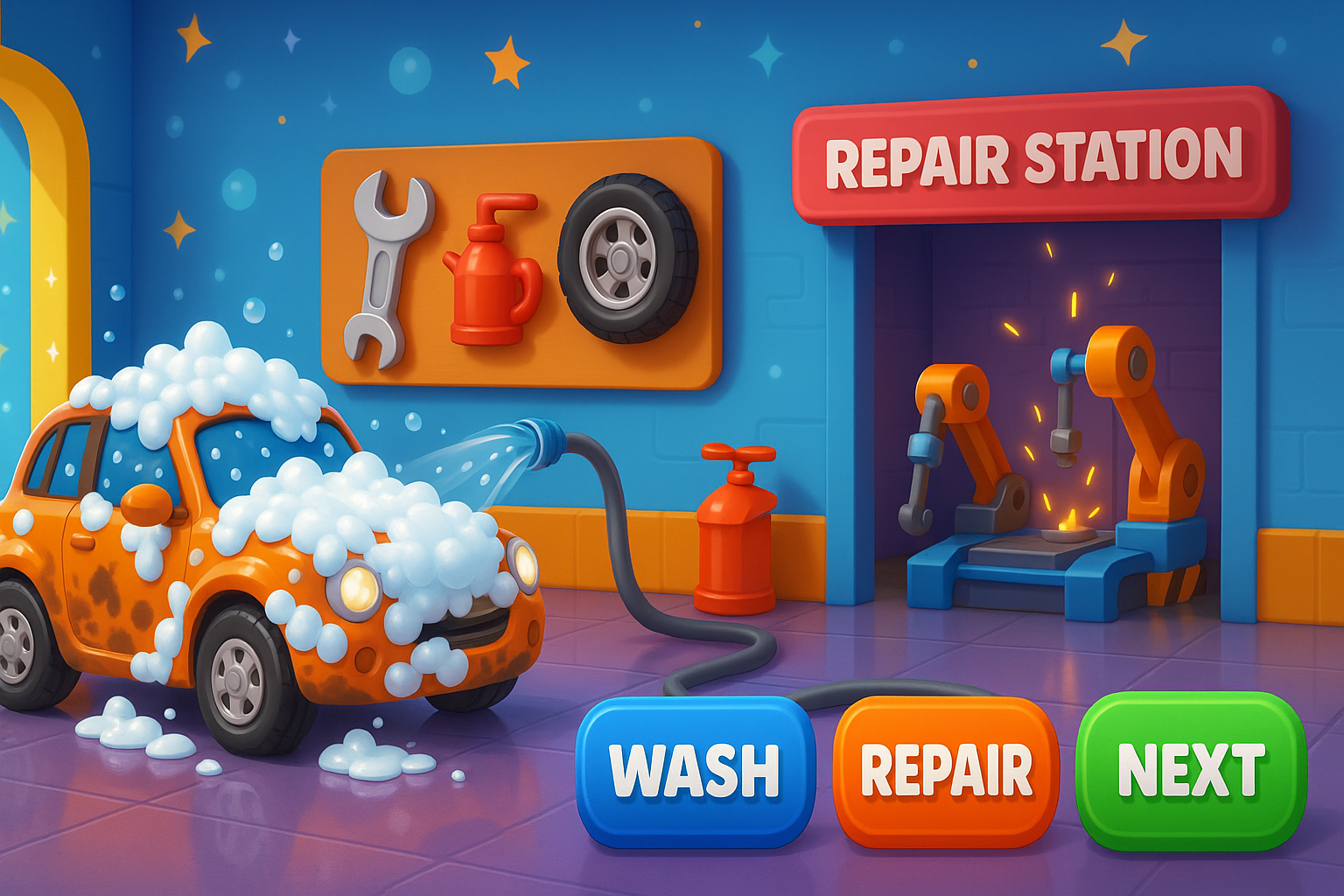 اسکرین شات 1 بازی Car Wash & Repair Salon Crazy