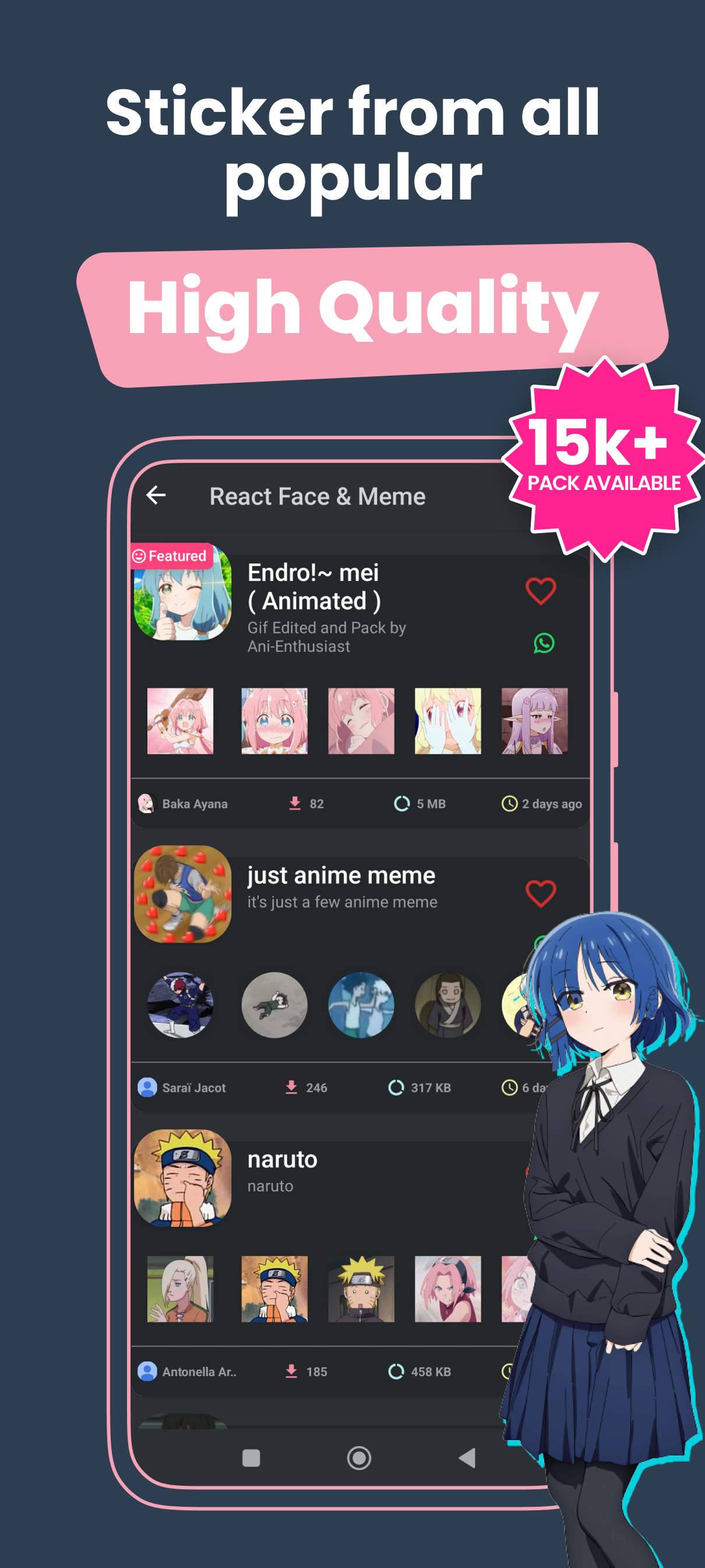 اسکرین شات 4 برنامه Anime Stickers For WASticker