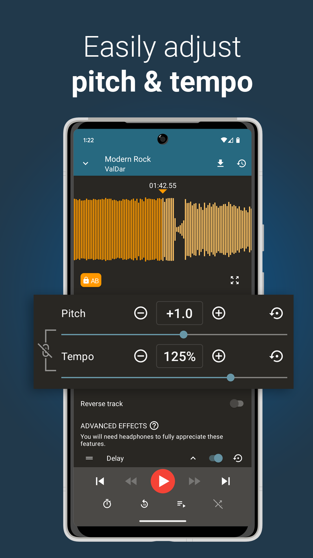 اسکرین شات 1 برنامه Up Tempo: Pitch, Speed Changer