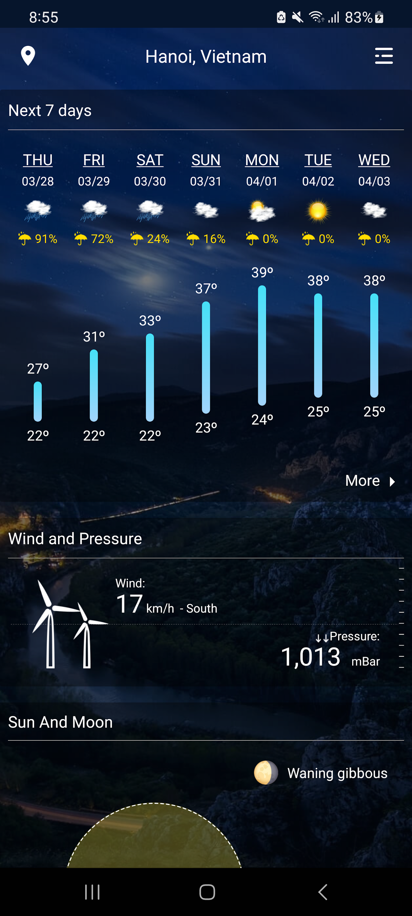 اسکرین شات 2 برنامه Weather Real-time Forecast
